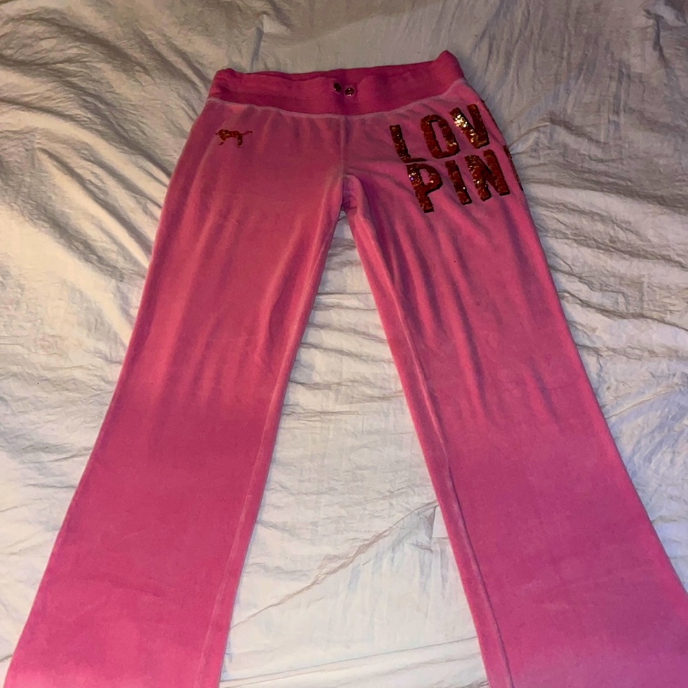 RARE!! Victorias secret pink velour track pants